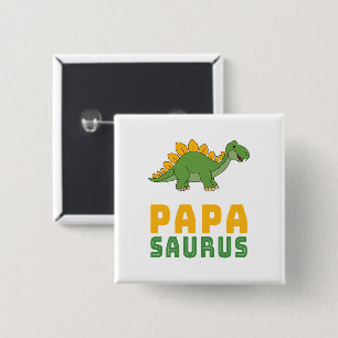 Bóton Quadrado 5.08cm Dia de os pais do Papasauro Dinossauro do Stegossa