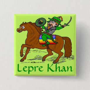 Bóton Quadrado 5.08cm Dia de São Patrício Engraçado Lepre Khan