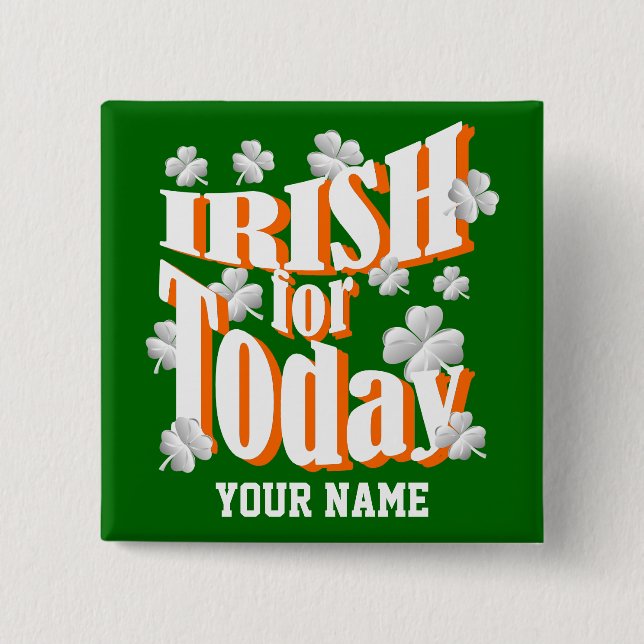 Bóton Quadrado 5.08cm Dia de São Patrício irlandês (Frente)