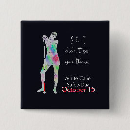 Bóton Quadrado 5.08cm Dia de segurança da bengala branca, botão de menin