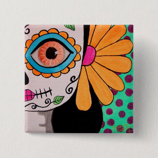 Bóton Quadrado 5.08cm Dia do botão da catrina morta