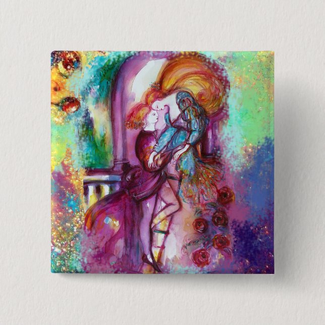 Bóton Quadrado 5.08cm Dia dos Namorados Românticos de ROMEO E JULIETA (Frente)