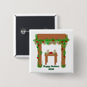 Bóton Quadrado 5.08cm Dia especial Feliz Sukkot