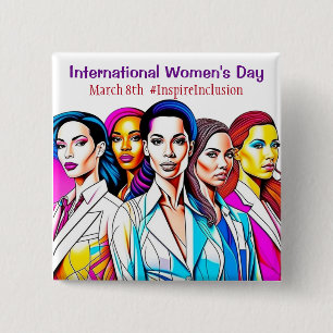 Bóton Quadrado 5.08cm Dia Internacional da Mulher 8 de março