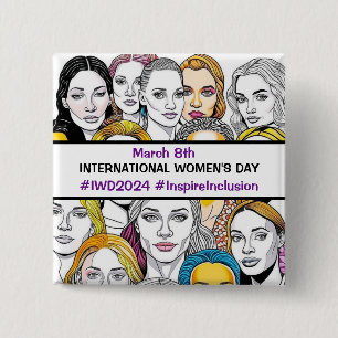 Bóton Quadrado 5.08cm Dia Internacional da Mulher 8 de março