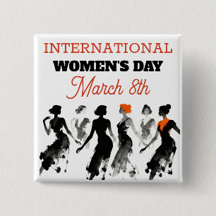 Bóton Quadrado 5.08cm Dia Internacional da Mulher   Celebrando as Mulher