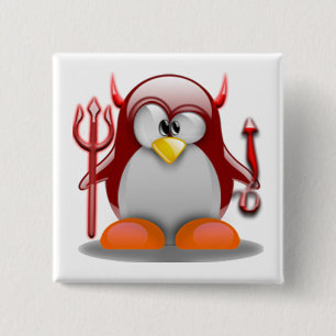 Bóton Quadrado 5.08cm Diabo Tux (Linux Tux)
