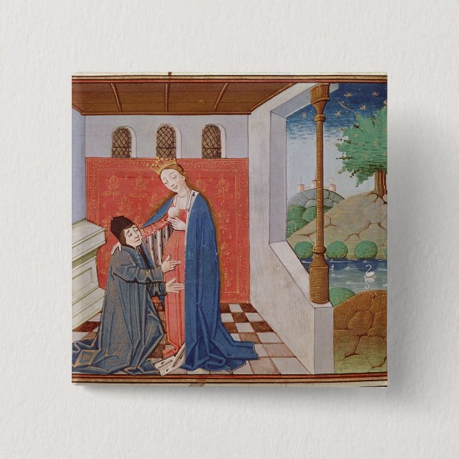 Bóton Quadrado 5.08cm Diálogo entre Boethius e filosofia (Frente)