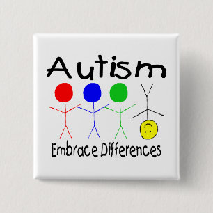 Bóton Quadrado 5.08cm Diferenças do abraço do autismo (pessoas)