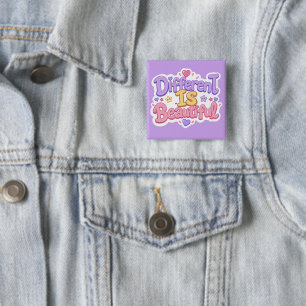 Bóton Quadrado 5.08cm Diferente É Bela Cute Pastel Kawaii Crianças