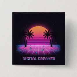 Bóton Quadrado 5.08cm Digital Dreamer Retro Lapel Button