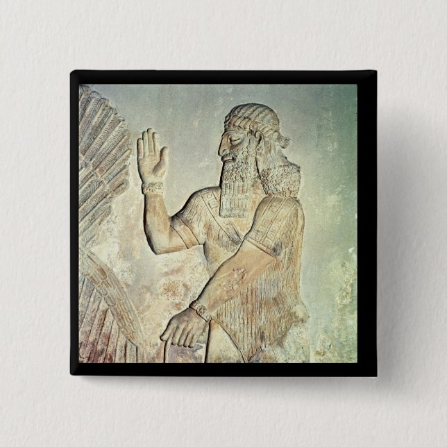 Bóton Quadrado 5.08cm Dignatário, alivio, Assyrian (Frente)