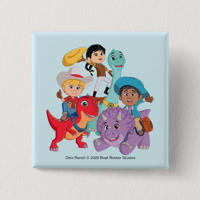 Bóton Quadrado 5.08cm Dino Ranch Yee Haw! (Frente)