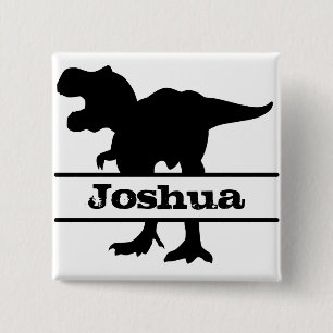 Bóton Quadrado 5.08cm Dinosaur Personalized Name Tag