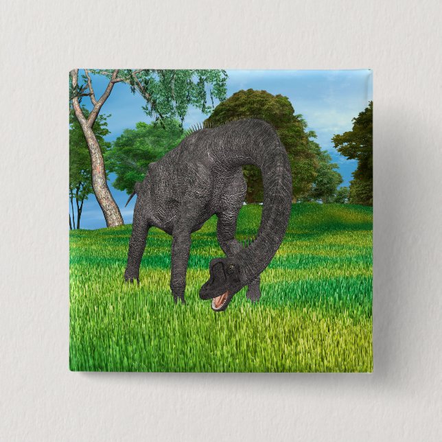 Bóton Quadrado 5.08cm Dinossauro Brachiosaurus (Frente)