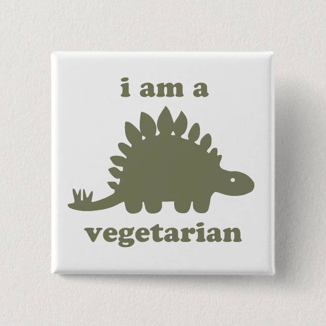 Bóton Quadrado 5.08cm Dinossauro do Stegosaurus do vegetariano - verde (Frente)