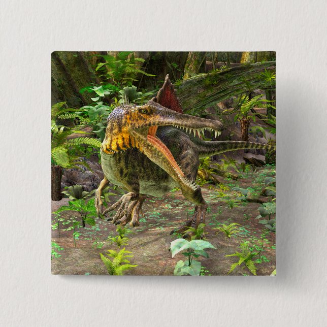 Bóton Quadrado 5.08cm Dinossauro Spinosaurus (Frente)