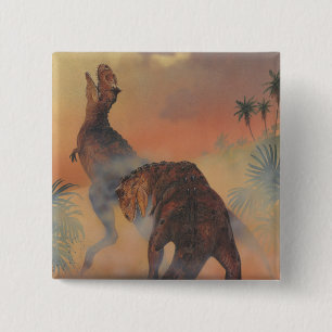 Bóton Quadrado 5.08cm Dinossauros do vintage, Carnotaurus que ruje na