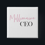 Bóton Quadrado 5.08cm Diretor-Geral Milionário Mínimo Moderno | Rosa E P<br><div class="desc">Apresentando o "Diretor Executivo Milionário Mínimo Moderno | Coleção rosa e preto Eleve seu estilo e faça uma declaração poderosa com nosso produto exclusivo,  que apresenta o design cativante do texto "CEO Milionário" em uma combinação elegante de rosa e preto.</div>