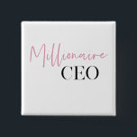 Bóton Quadrado 5.08cm Diretor-Geral Milionário Mínimo Moderno | Rosa E P<br><div class="desc">Apresentando o "Diretor Executivo Milionário Mínimo Moderno | Coleção rosa e preto Eleve seu estilo e faça uma declaração poderosa com nosso produto exclusivo,  que apresenta o design cativante do texto "CEO Milionário" em uma combinação elegante de rosa e preto.</div>