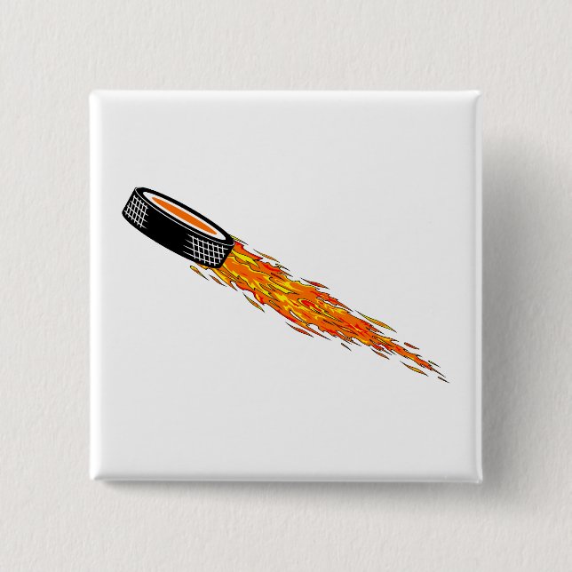 Bóton Quadrado 5.08cm Disco de hóquei flamejante (Frente)