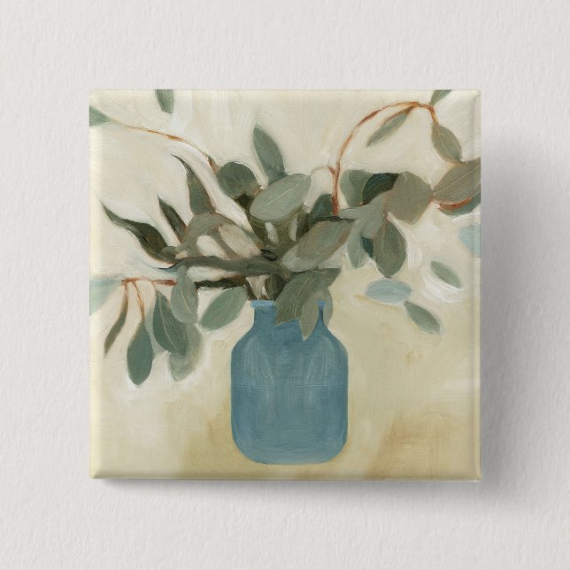 Bóton Quadrado 5.08cm Disposição neutra - Folhas emperradas (Frente)