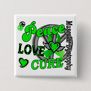 Bóton Quadrado 5.08cm Distrofia muscular da cura 2 do amor da paz
