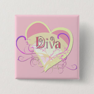 Bóton Quadrado 5.08cm Diva Heart