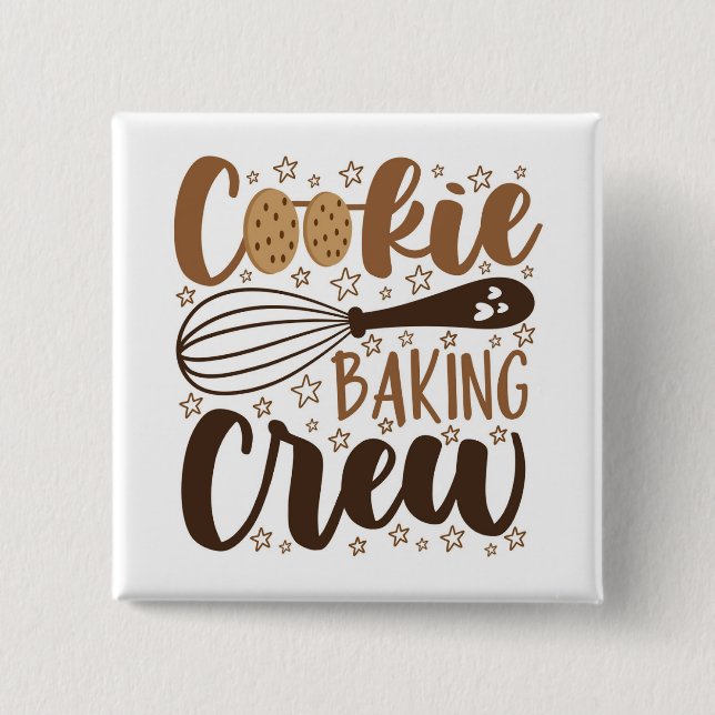 Bóton Quadrado 5.08cm Diversão Cookie Baking Crew Design (Frente)