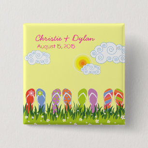 Bóton Quadrado 5.08cm Divertimento dos chinelos do verão no botão do