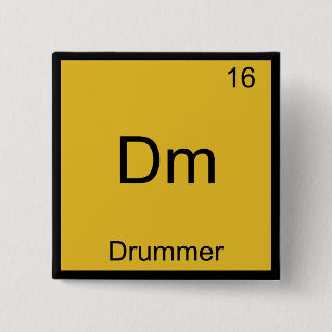 Bóton Quadrado 5.08cm Dm - Drummer - Símbolo de Elemento Químico Engra