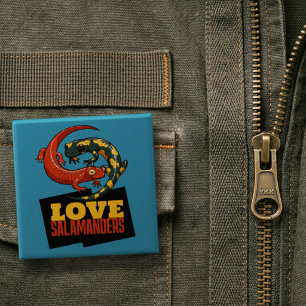 Bóton Quadrado 5.08cm Doce Amor de Salamandra Fãs de Salamandras Cartoon
