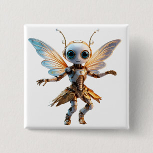 Bóton Quadrado 5.08cm Doce Menina Formiga Robô Pixie Dançarina