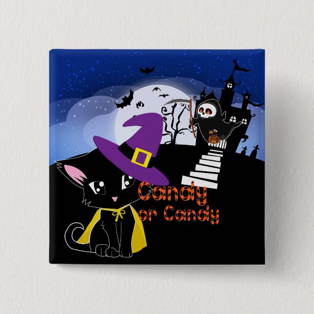 Bóton Quadrado 5.08cm Doces ou doces (Frente)