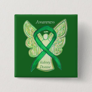 Bóton Quadrado 5.08cm Doença Renal Sensibilização Angel Fita Art Pin