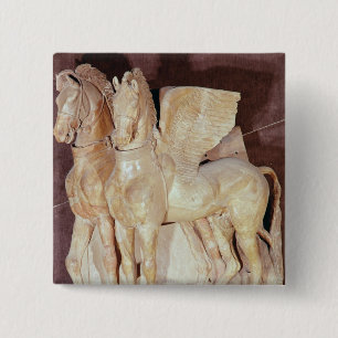 Bóton Quadrado 5.08cm Dois cavalos voados do frontão da