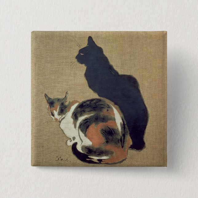 Bóton Quadrado 5.08cm Dois gatos, 1894 (Frente)
