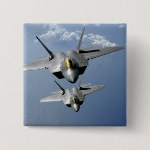 Bóton Quadrado 5.08cm Dois raptores F-22 voam sobre o Oceano Pacífico