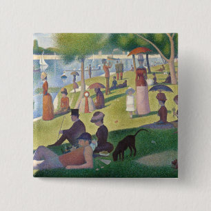 Bóton Quadrado 5.08cm Domingo na pintura de La Grande Jatte Seurat