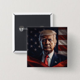 Bóton Quadrado 5.08cm Donald Trump Presidente dos EUA Casa Branca MAGA 2