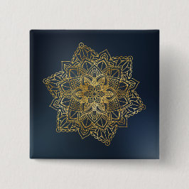 Bóton Quadrado 5.08cm Dourado Mandala