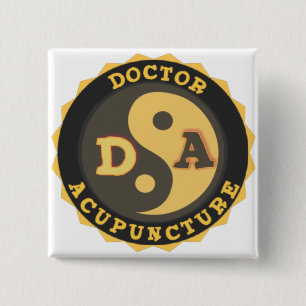 BÓTON QUADRADO 5.08CM DOUTOR ACUPUNCTURA DA FLOR DO LOGOTIPO YIN YANG