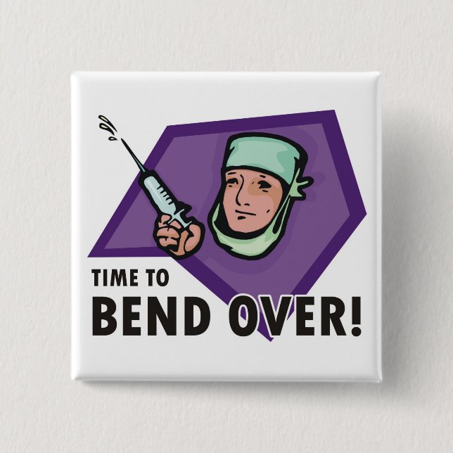 Bóton Quadrado 5.08cm Doutor da injeção/enfermeira engraçados - (Frente)