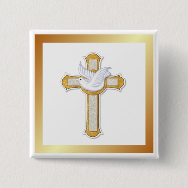 Bóton Quadrado 5.08cm Dove e Cruz (Frente)