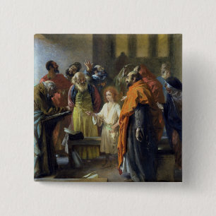 Bóton Quadrado 5.08cm Doze-ano Jesus idoso no templo, 1851