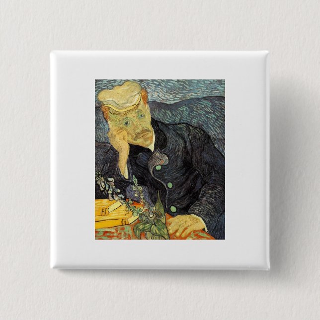 Bóton Quadrado 5.08cm Dr. Gachet - Van Gogh - c1890 (Frente)