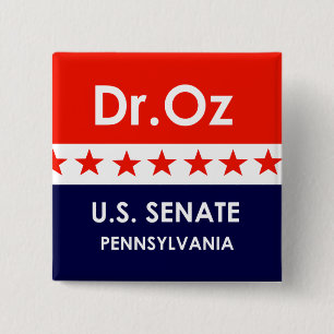 Bóton Quadrado 5.08cm Dr. Oz Senado dos EUA, Pensilvânia