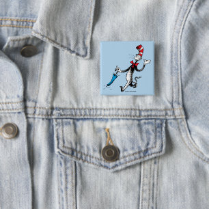 Bóton Quadrado 5.08cm Dr. Seuss O Gato no Chapéu Caminhada com Guarda-