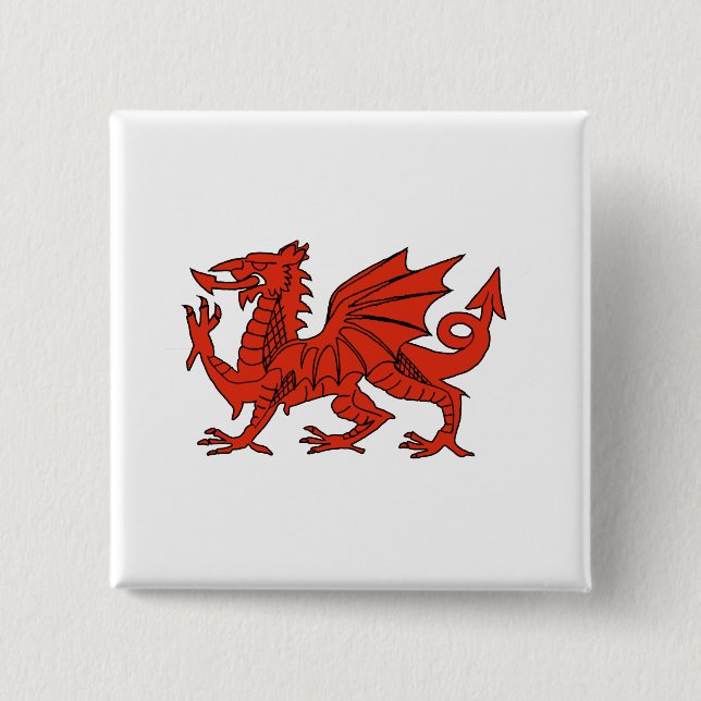 Bóton Quadrado 5.08cm Dragão vermelho (Frente)