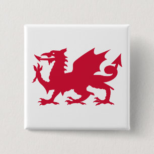 Bóton Quadrado 5.08cm Dragão Vermelho Galês